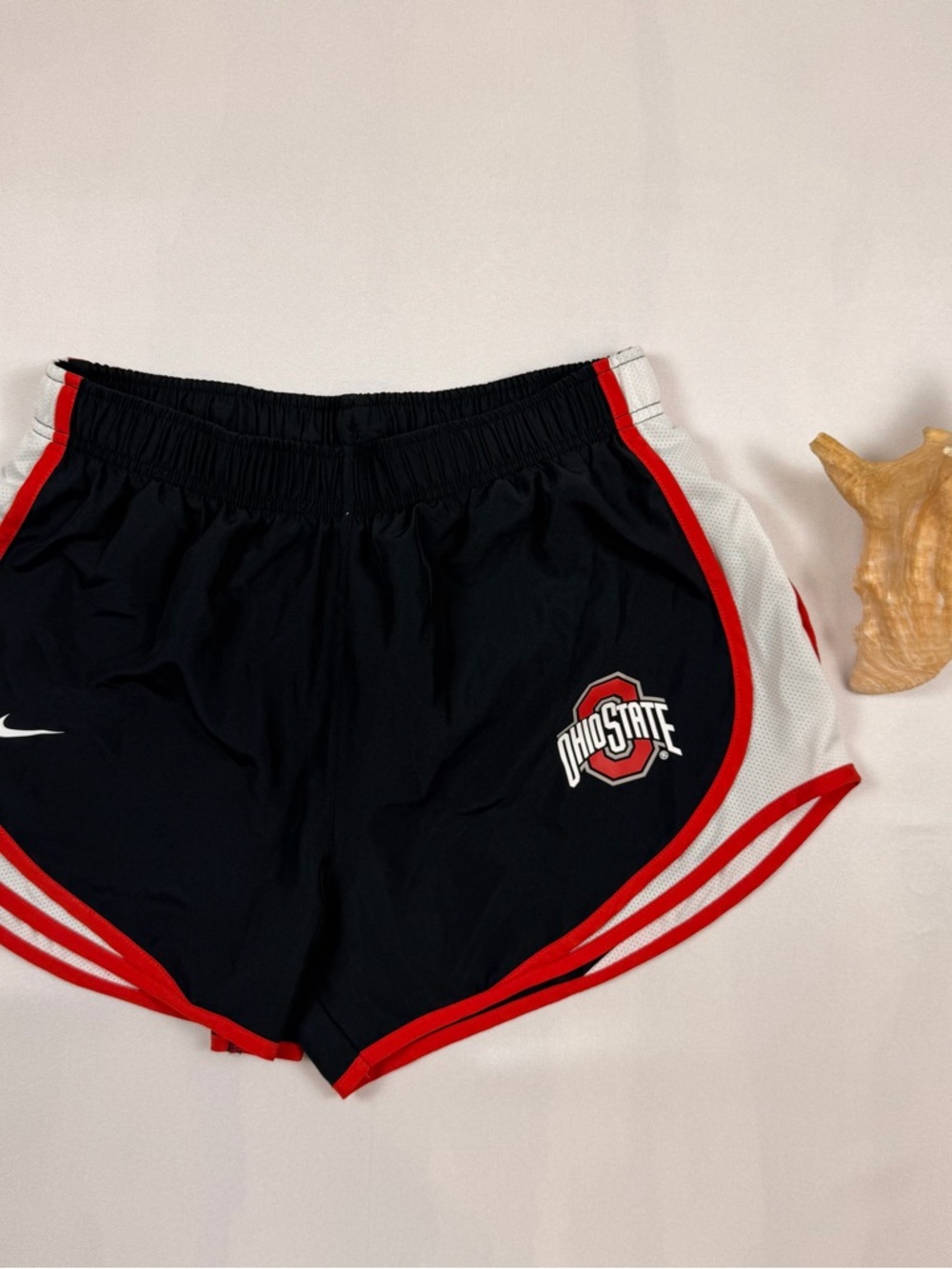 Nike Women’s Black Athletic Shorts with Red & White Trim